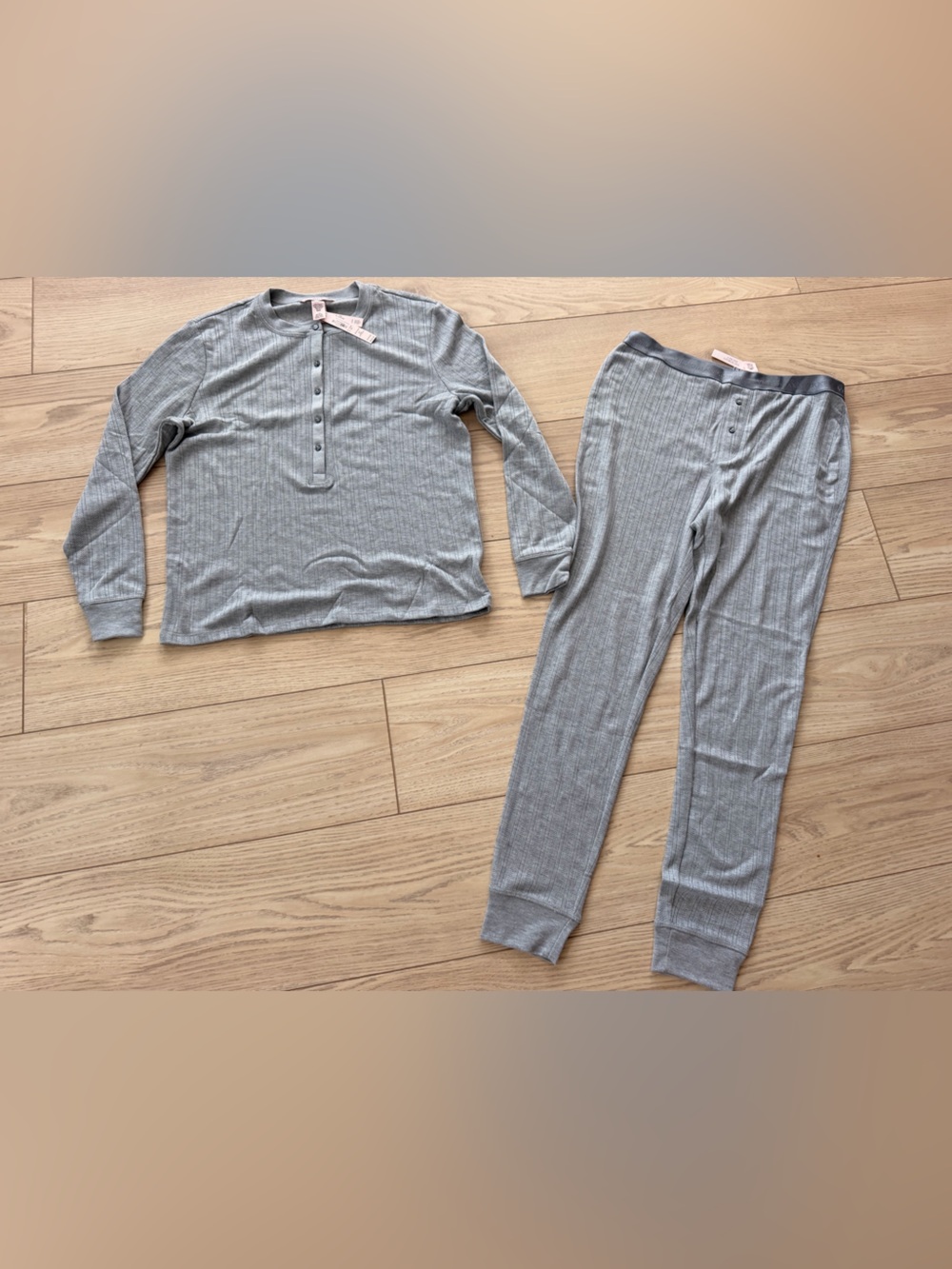 Victoria's Secret Cozy Pointelle Henley Long Women's Pajama Set - Picture 2 of 8